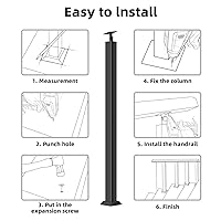 Vista 22 de 42/40/38/36/34in Square Stair Baluster Posts- 270° Adjustable Metal Railing Spindles with Flat Bracket Base and Screws Kits; Iron Posts are Suitable
