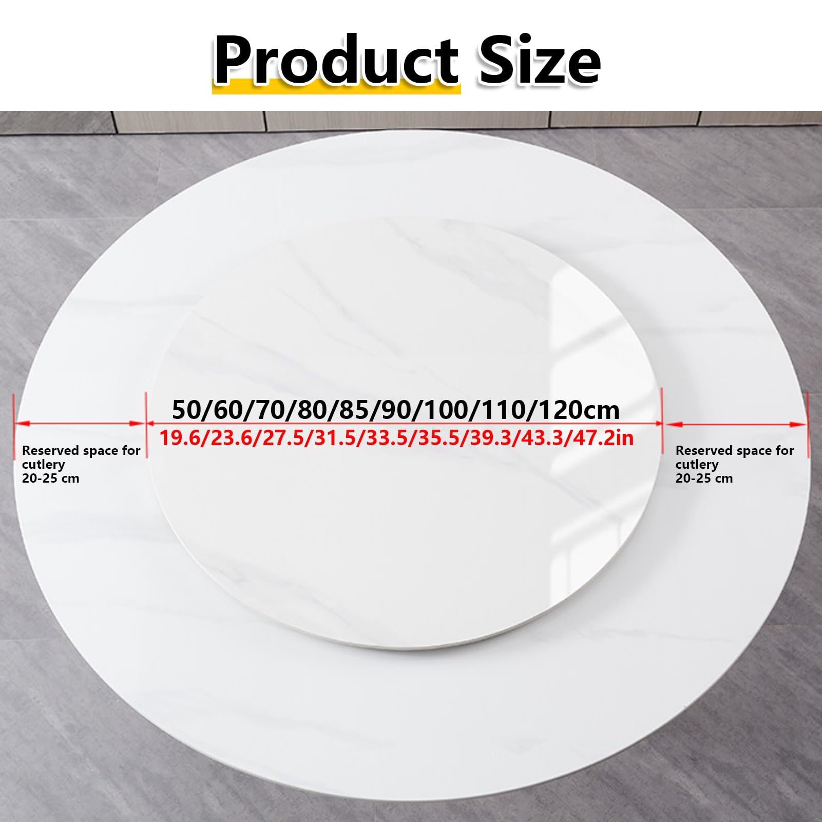 Plateau tournant en verre trempé marbré 24 pouces - Couverture de remplacement ronde DIY pour table - Rotation 360°, facile à nettoyer - Pour cuisine, salle à manger
