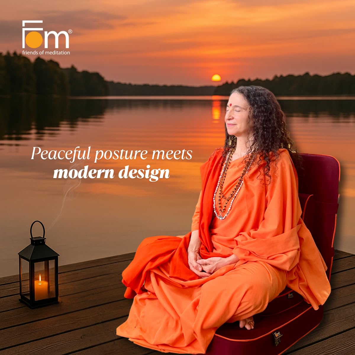 Friends of Meditation ® Meditations- und Yoga-Stuhl, entspannend, mit Rückenstütze und Meditationsblock, extra groß