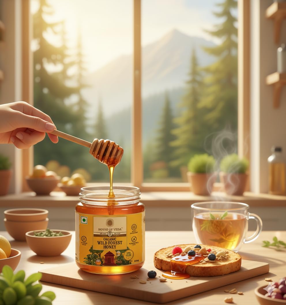 Organic Wild Forest Honey 250g | शुद्ध जंगली शहद | Raw & Unprocessed | NMR Tested | No Added Sugar | Rich in Antioxidants | Certified Organic | Natural Immunity Booster | Chemical Free | House of Veda - Image 8 thumbnail