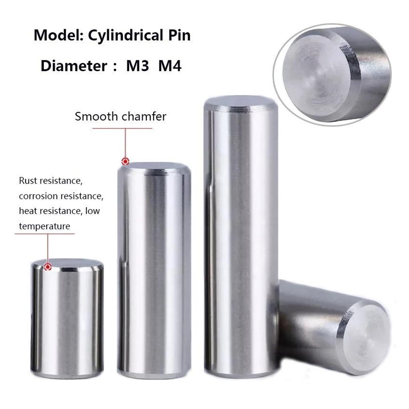 10 piezas/25 piezas/50 piezas M3 M4 posicionamiento cilíndrico eje fijo 304 eje fijo de acero inoxidable sólido pasador de bloqueo fijo varilla de metal ( Size : M3x40mm 25pcs )