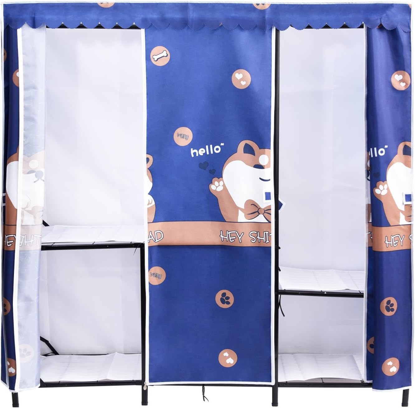 Foldable Closet | Freestanding Wardrobe Storage Rack with Fabric Cover | Portable Closet, Metal Clothing Rack for Organizing Clothes, Max Load 1102 LBS