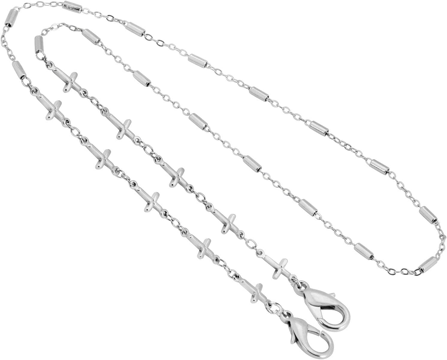 1928 Jewelry Face Mask Chain Holder with Crosses 22 Inch