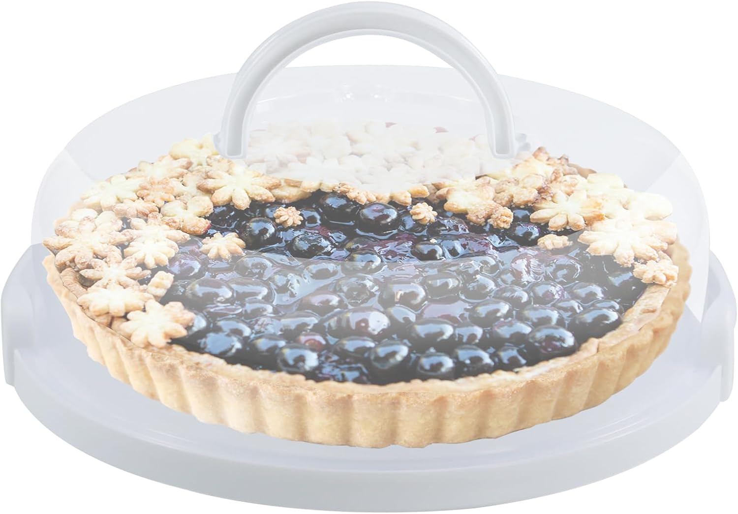 12inch Portable Pie Carrier with Lid and Cupcake Muffin Tart Cookie Keeper Food, for Wedding Party Baby Shower Party Christmas,Suitable for 10 in x 4 1/2 in cake (White)