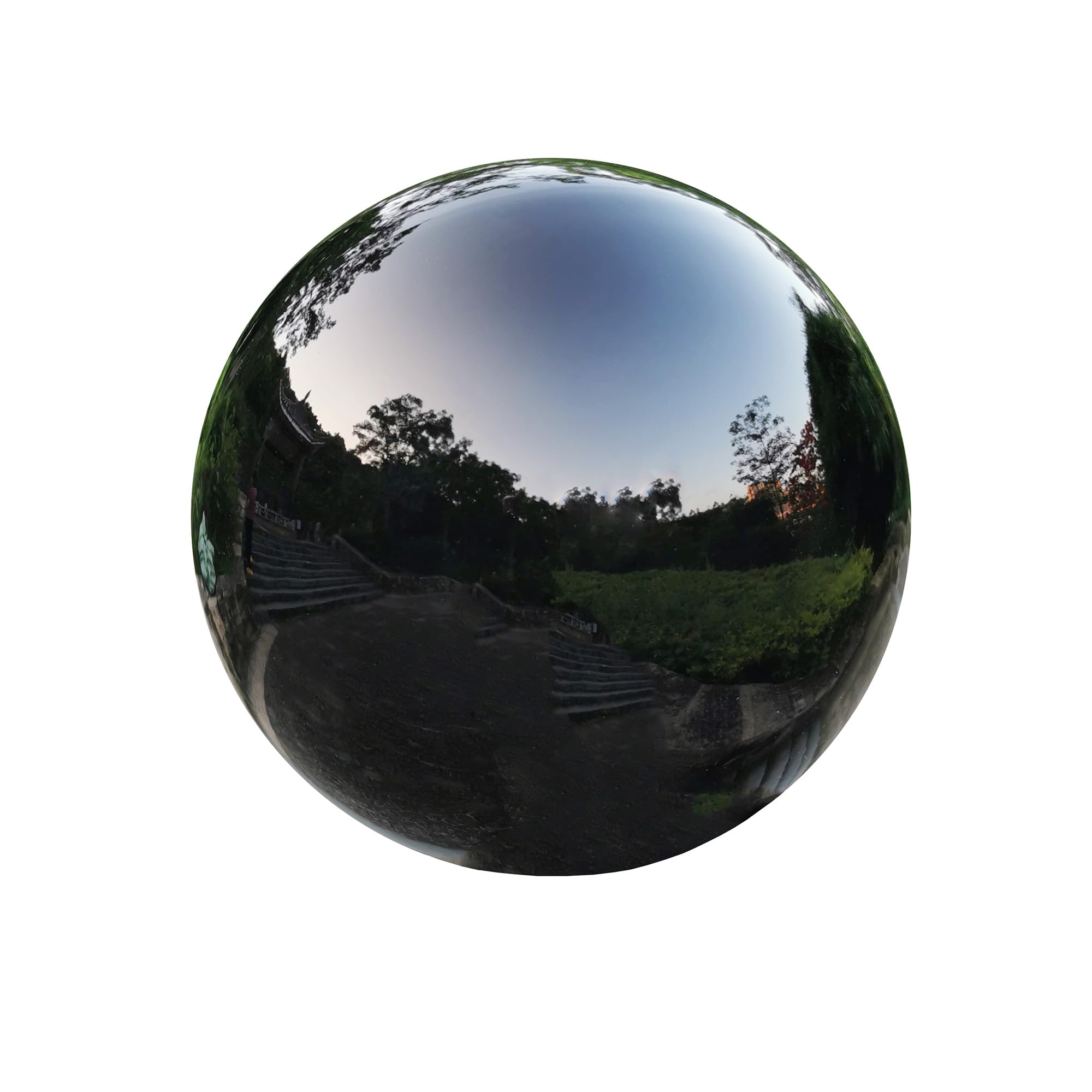 Pangmao Black Gazing Globe Mirror Ball in Stainless Steel, Shiny Hollow Sphere Sparkling Housewarming Outdoor Party Ornament (Black, 8 inches)