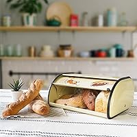 Vista 3 de SOTECH Caja de pan de metal para almacenamiento de pan, contenedor de pan enrollable para encimera de cocina, cajas de pan de granja, soporte