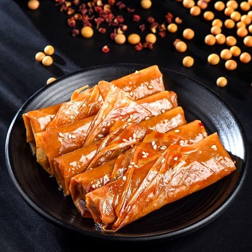 Spicy bean curd roll, hot dried bean curd, instant dried tofu, Chinese latiao spicy snack, small gluten, handmade soy products, vegetarian food, leisure snack (Five fragrances 80g,2 packs) - Thumbnail 3