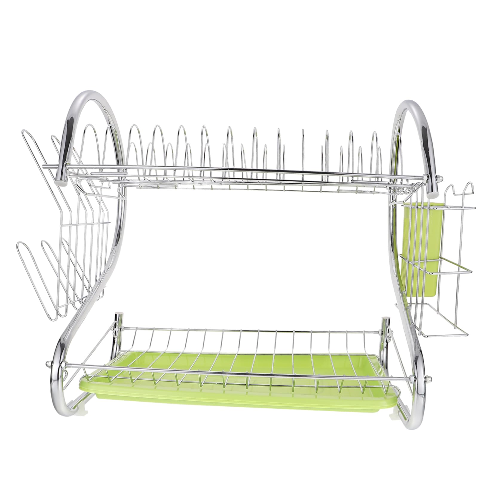 Escurridor de Platos de Hierro Verde de Doble Capa para Cocina | Diseño de Drenaje, Estructura Estable, Fácil de Limpiar, para Restaurantes y Familias, Apto para Vajilla y Palillos
