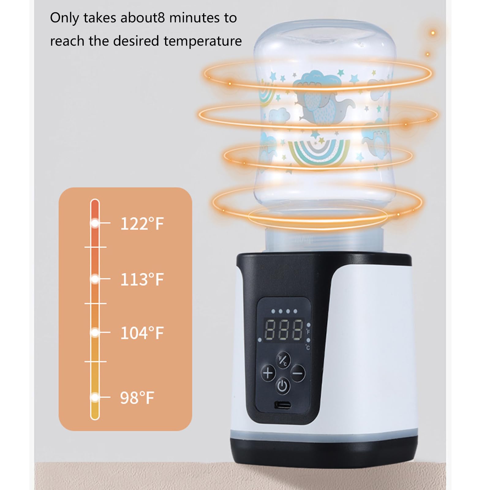 Chauffe-biberon portable alimenté par USB 8 minutes - Régulation automatique de la température pour lait maternel - Chauffe-biberon USB
