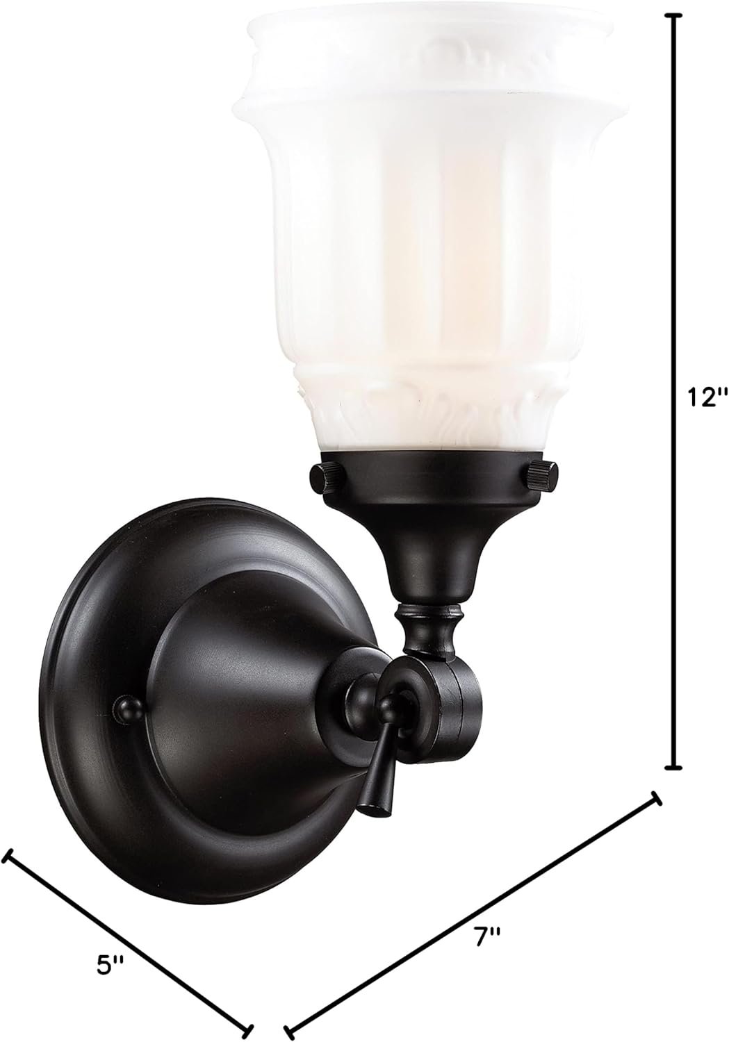 Elk Home Quinton Parlor Vanity Light - 1-Light in Oiled Bronze Finish, with Opal White Glass, Traditional Style