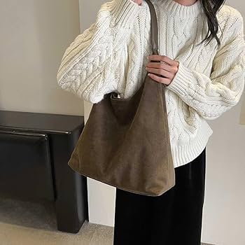 Suede Tote Bag for Women, Slouchy Hobo Bags, Suede Slouchy