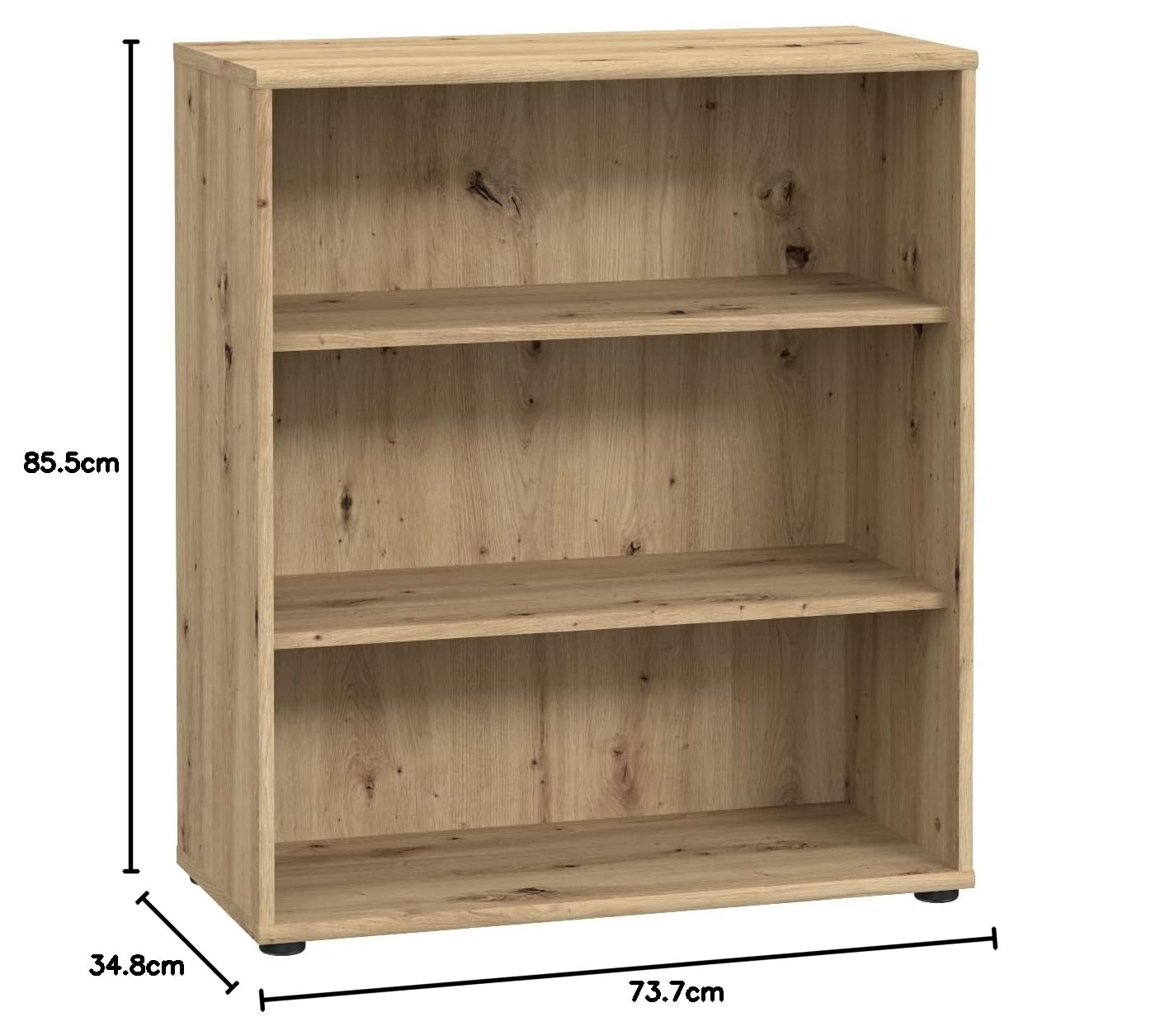 FORTE TEMPRA 2 Regal mit 2 Einlegeböden, Holzwerkstoff, Artisan Eiche Dekor, (B x H x T) 73,7 x 85,5 x 34,8 cm
