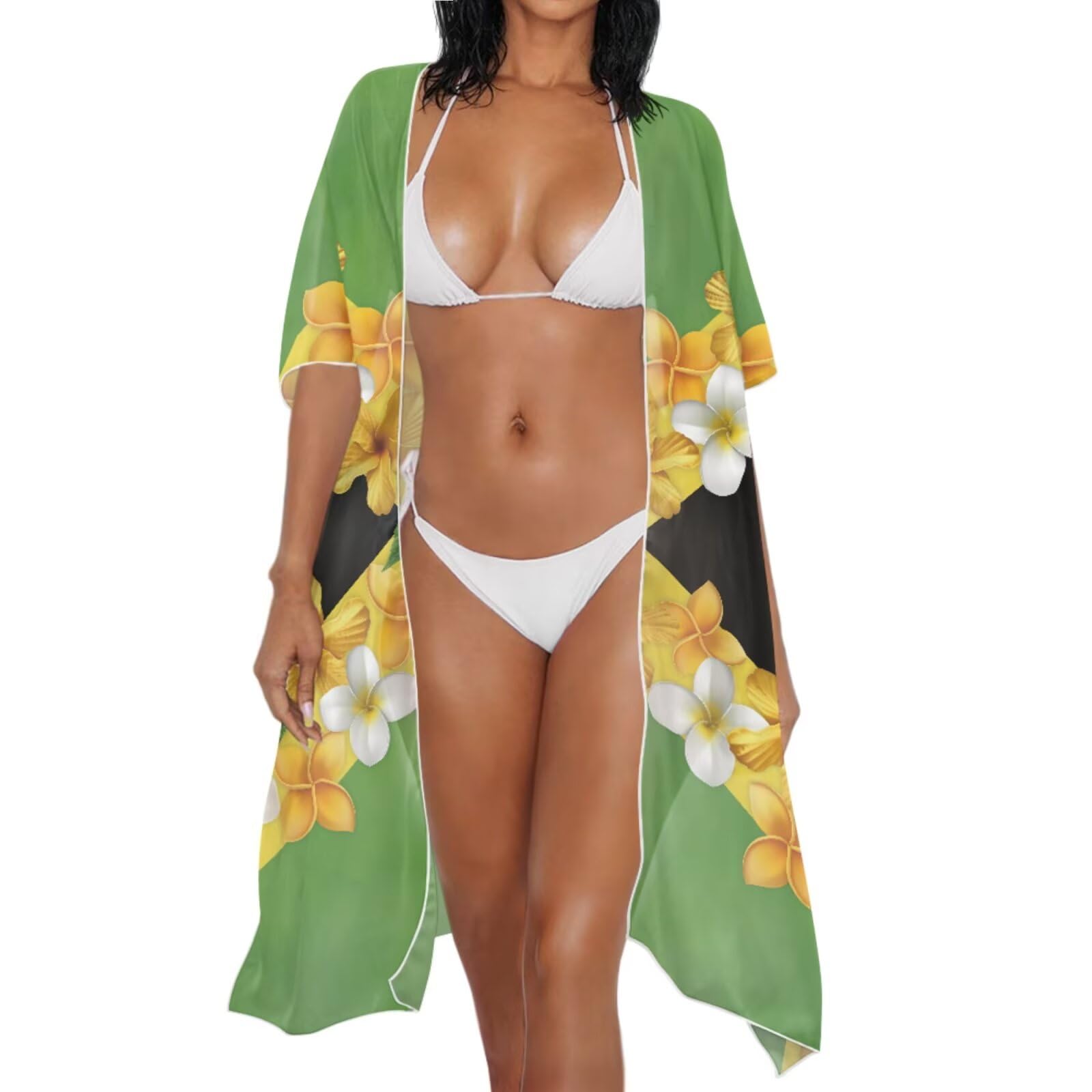 2 pezzi tutine con copertura fino novità bandiera tema donna halter bikini top cravatta laterale inferiore con cardigan