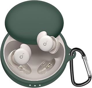 For Anker Soundcore Sleep A20 ケース Sleep A20 保護カバー Sleep A20 ケース 柔らかい シリコン製 落下防止 キズ防止 耐衝撃 防塵 軽量 装着充電可能 カラビナ付き 紛失防止(グリーン)