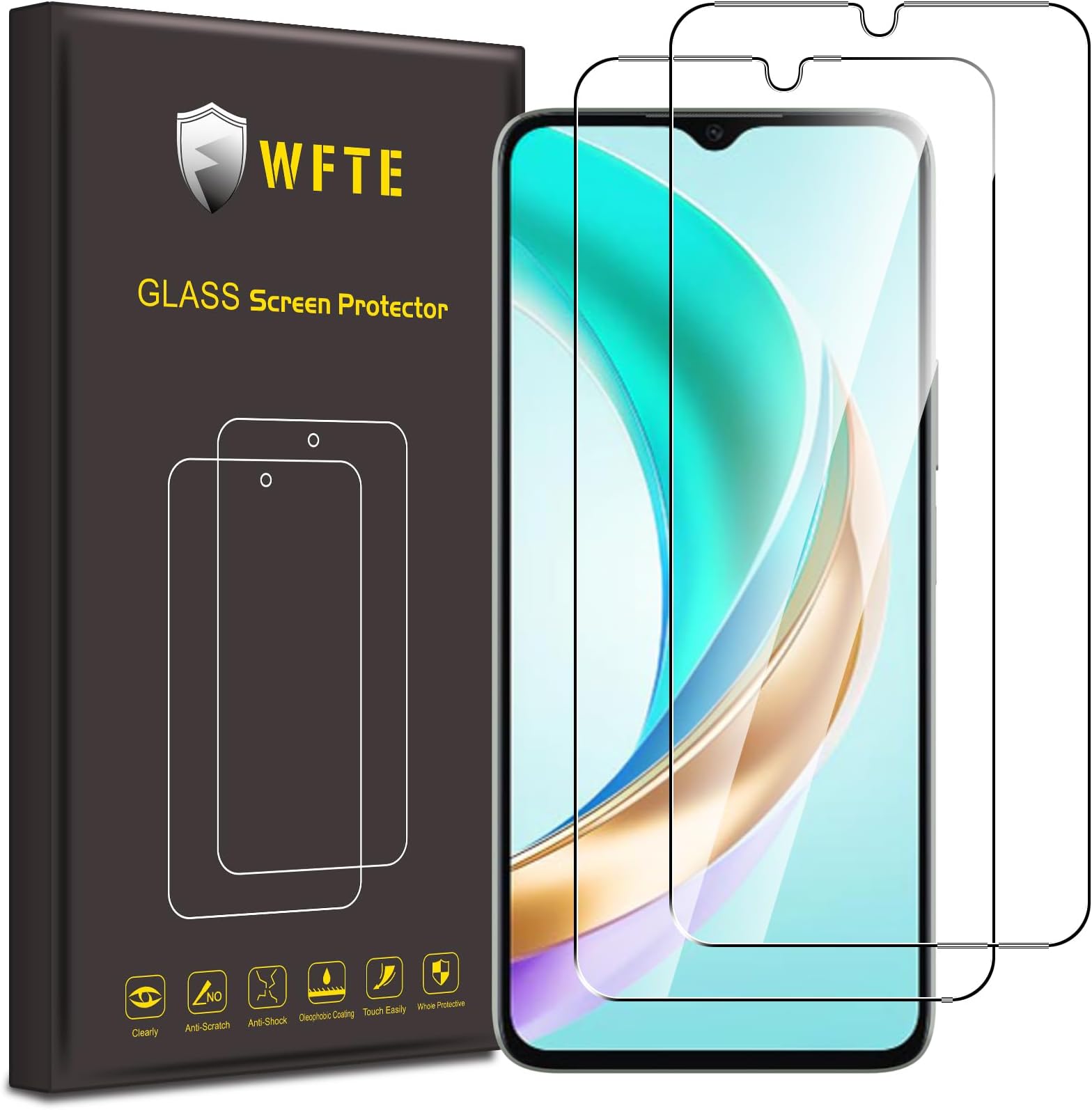 WFTE [2-Pack Screen Protector for Honor X6b,Anti-Scratch,High Transparency,Anti-fingerprint,Bubble-Free,Dust-Free Premium Screen Protector Tempered Glass For Honor X6b