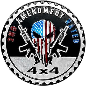 2ND Amendment Badge Rated Car Emblem, 4 x 4 3D Metal Car Badge Decals Stickers Round Emblem Decals, Car Exterior Emblems Badge Fit for Jeep Wrangler Vehicles Trucks SUV RV 2ND Amendment