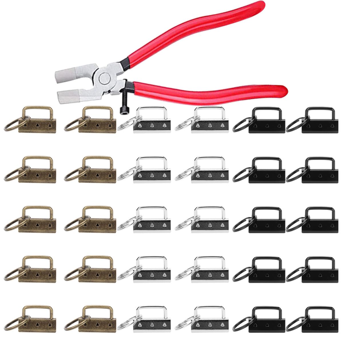 Anneaux porte-clés métalliques 32 mm avec pinces pour DIY (30 pièces)