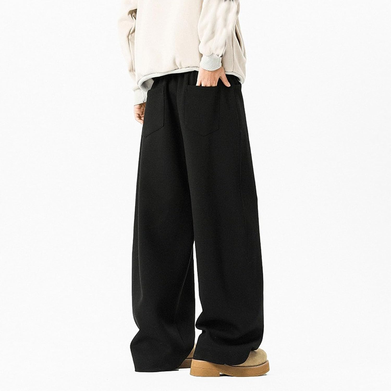Baggy Fleece Wide Leg Sweatpants for Men Casual Cozy Loose Fit Wide Legged Yoga Pants Sport Comfy Soft Open Leg Tall