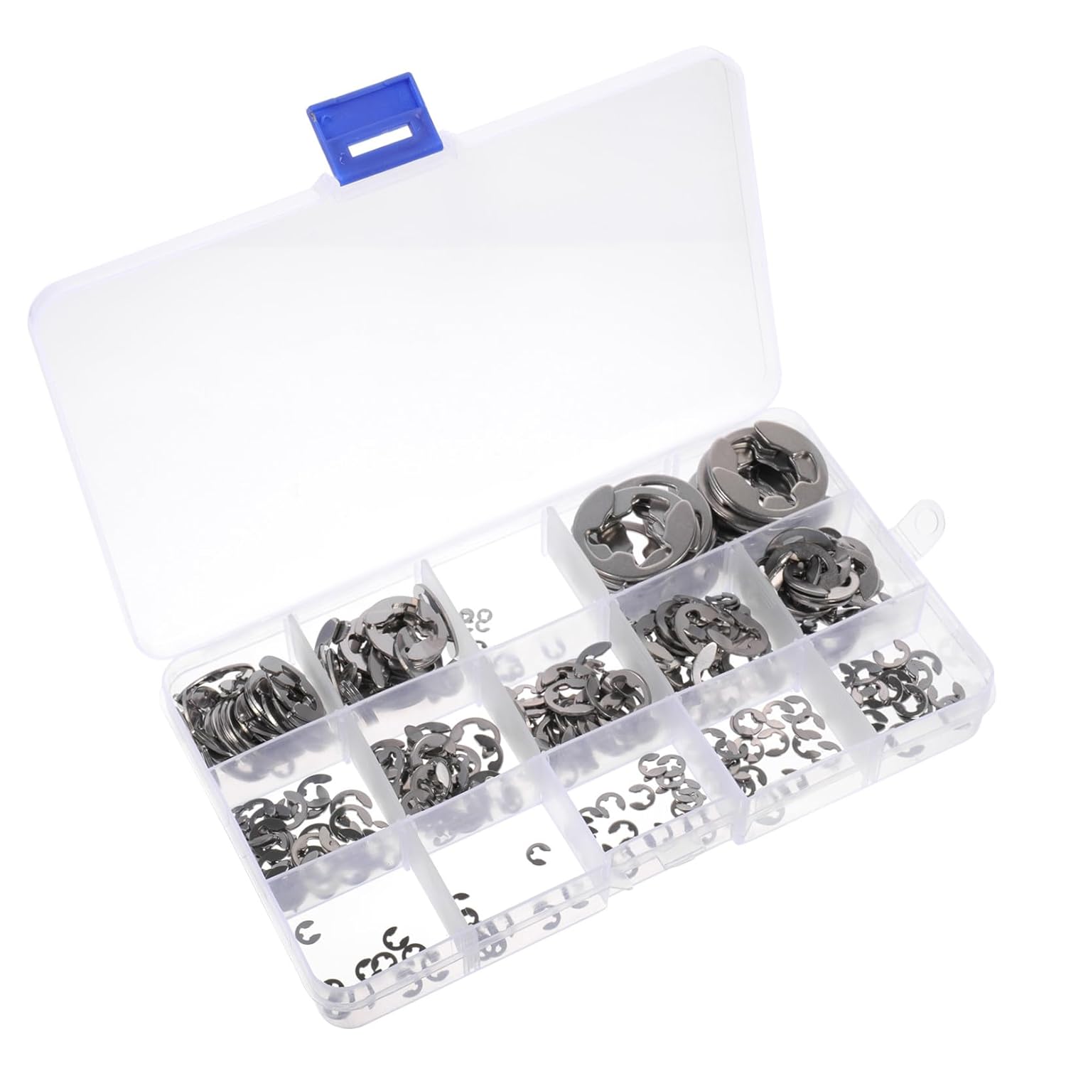 380pcs 304 Stainless Steel External Assortment Kit M1.5- Snap Retaining Rings for Industrial Fastening and Mechanical Assembly