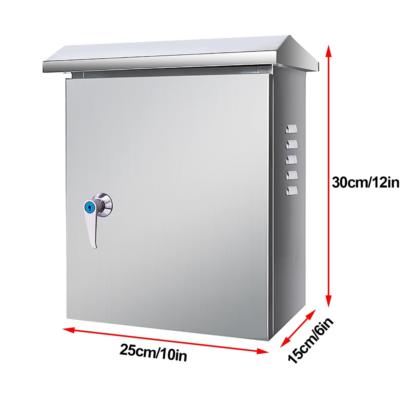 Armario Electrico de Acero Inoxidable 304, Caja Electrica con Cerradura | Caja Estanca Exterior Electrica a la Intemperie IP65 con Placa de Montaje(30x25x15cm/12x10x6in)