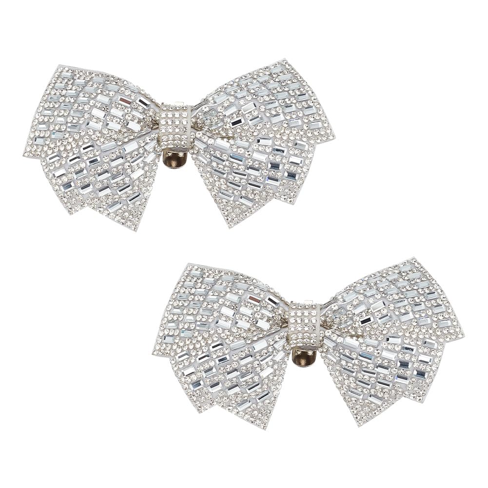 DELORIGIN 1 Pair Bow Shoe Clips Wedding Rhinestone Bow Shoe Buckles Bridal Removable Shoe Clips Bowknot Shoe Buckle Bag Clothing Hair Decorations for Women Party Heels Flats Pumps Craft