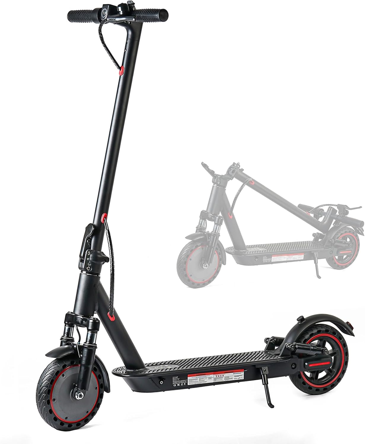 Foldable Adult Electric Scooter with a Range of 18-28 Miles, 19/22 MPH, 8.5-inch/10-inch Tires, and Dual Suspension and Braking Systems