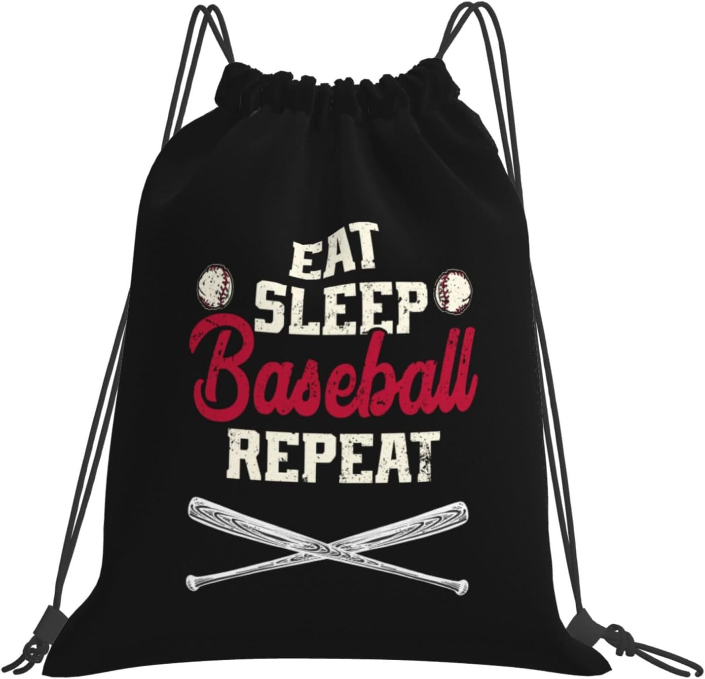 Eat Sleep Baseball Repeat Drawstring Backpack Bag Women Men Sport Sackpack