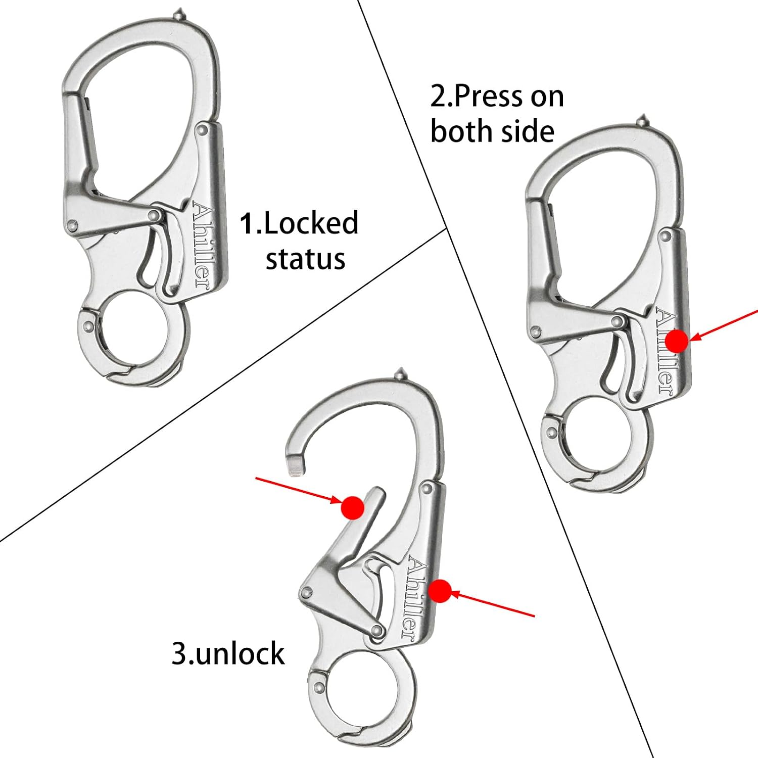Ahiller Double Lock Carabiner Clip, Tungsten Steel Tip Keychain for Outdoor image 5