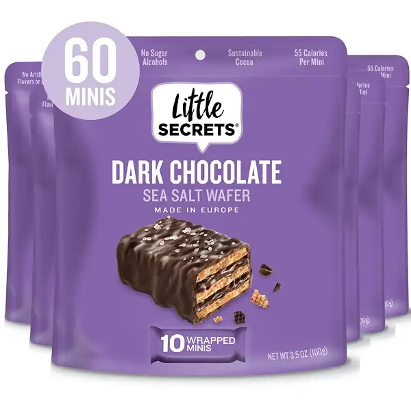 Little Secrets Dark Chocolate Crispy Wafers | 60 Minis | Made in Europe | Nothing Artificial & No Sugar Alcohols | Sustainable Cocoa | 3.5 Ounce, Pack of 6 1