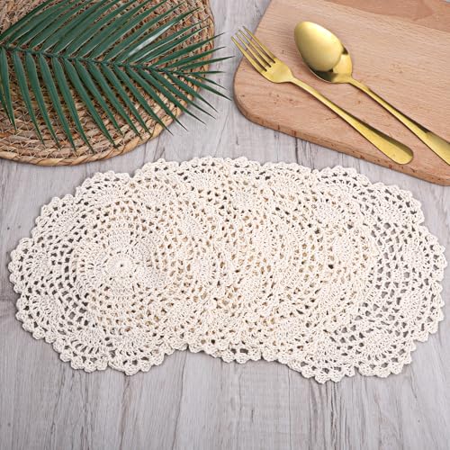 6PCS Crochet Doilies, Doilies for Furniture, 7.87 Inch Vintage Placemats Round & Coasters for Rustic Table Decor, Kitchen Dining Wedding Party by Xelsluthe - Used condition - Image 3