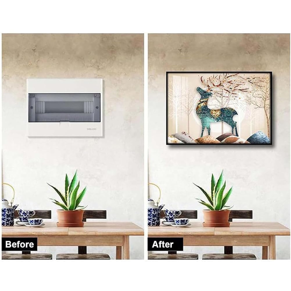 Funda decorativa abatible para panel eléctrico, oculta la caja de fusibles con diseño de marco de fotos, ideal para mejorar el interior del hogar