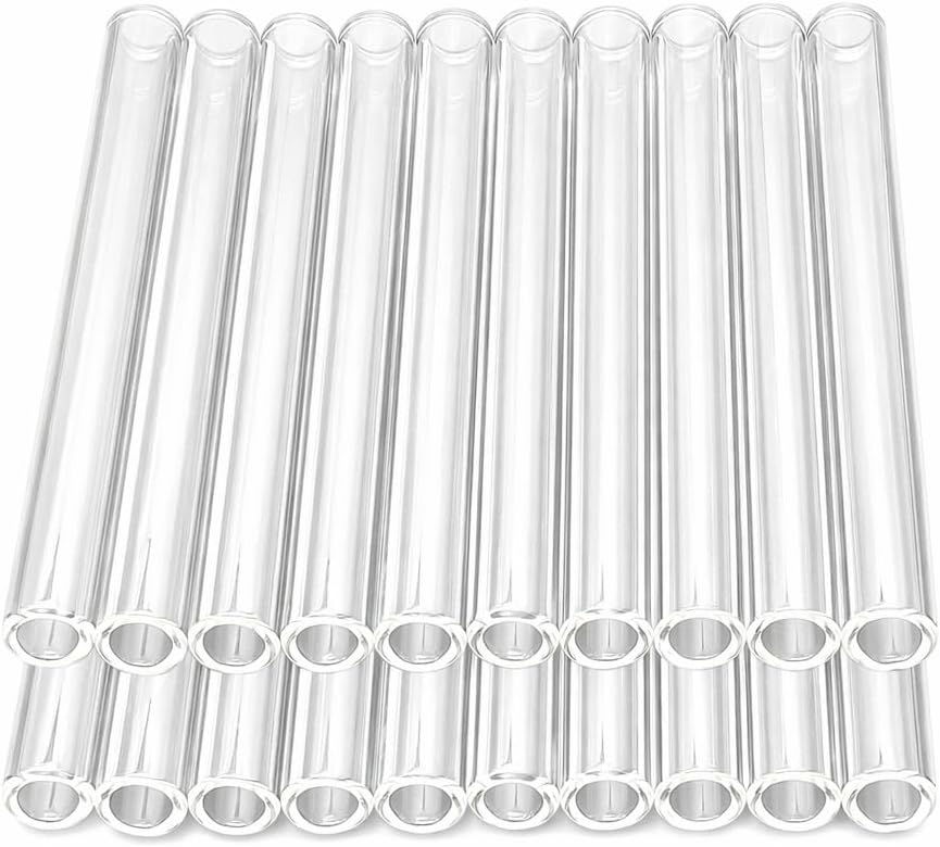 20 Pack HZCPENG Clear 4 Inches Glass Tubes 10mm OD 1.5mm Thick Wall Glass Borosilicate Blowing Tubes