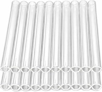 20 Pack HZCPENG Clear 4 Inches Glass Tubes 10mm OD 1.5mm Thick Wall Glass Borosilicate Blowing Tubes