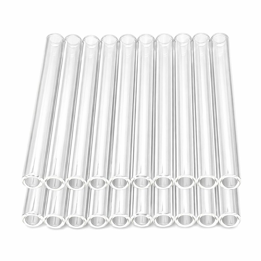 20 tubos de vidrio transparente de 4 pulgadas de largo, 10 mm de diámetro exterior, 7 mm de diámetro interior, 1,5 mm de grosor, tubos de soplado de borosilicato