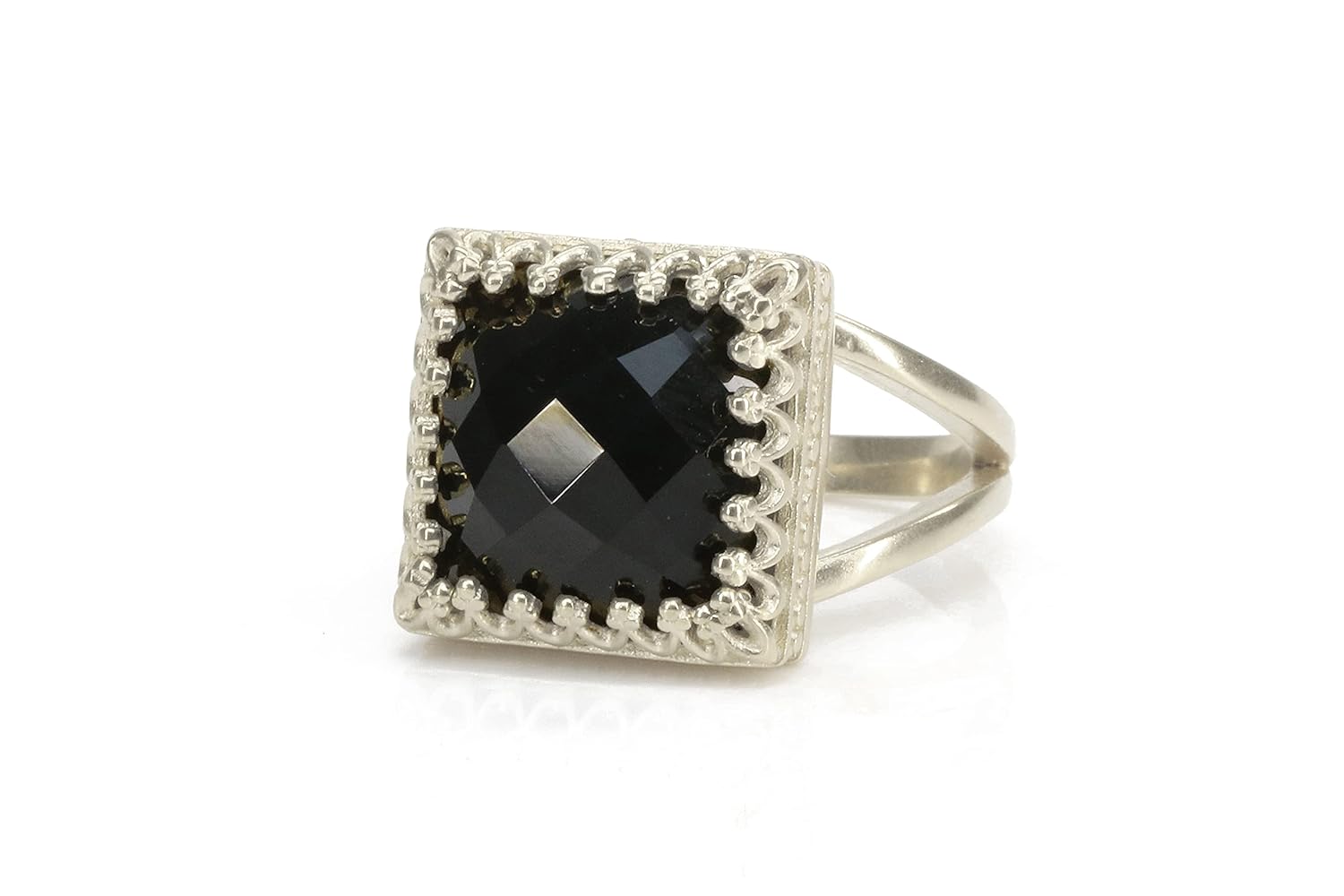 Faceted Black Onyx Ring in 14K Gold 