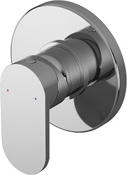 Balterley Concealed Shower Valve, Round Lever Handle with Round Plate Bathroom Shower Valve, Single Control 1 Outlet Valves for Showers, Concealed Valves - 110 x 113 x 110mm Chrome