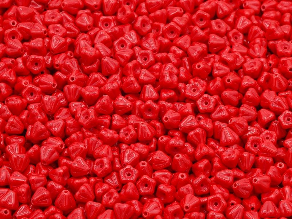 60p Bell Flower Beads, 4 x 6 mm, Opaque Blue (33040), Glass, Czech Republic