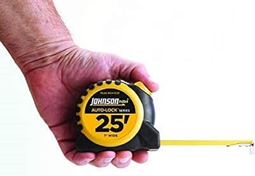 Miniatura 4 de Johnson Level & Tool 1804-0025 Cinta de alimentación con bloqueo automático, 25 pies, negroamarillo, 1 cinta