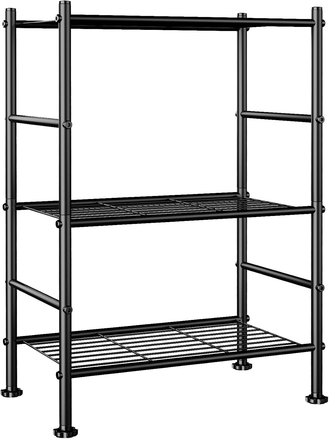 Abiglifty 3-Tier Metal Wire Storage Shelves with Adjustable Feet - Rust-Resistant Shelf Organizer for Bathroom, Closet, Garage, 100 lbs Capacity