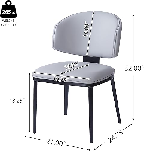 Miniatura 3 de PU Leather Upholstered Dining Chairs, Side Chair Set of 2 for Dining Rooms, Kitchens, Living Rooms, Table & Chair Sets, Desk Chair,Black-Gray Black