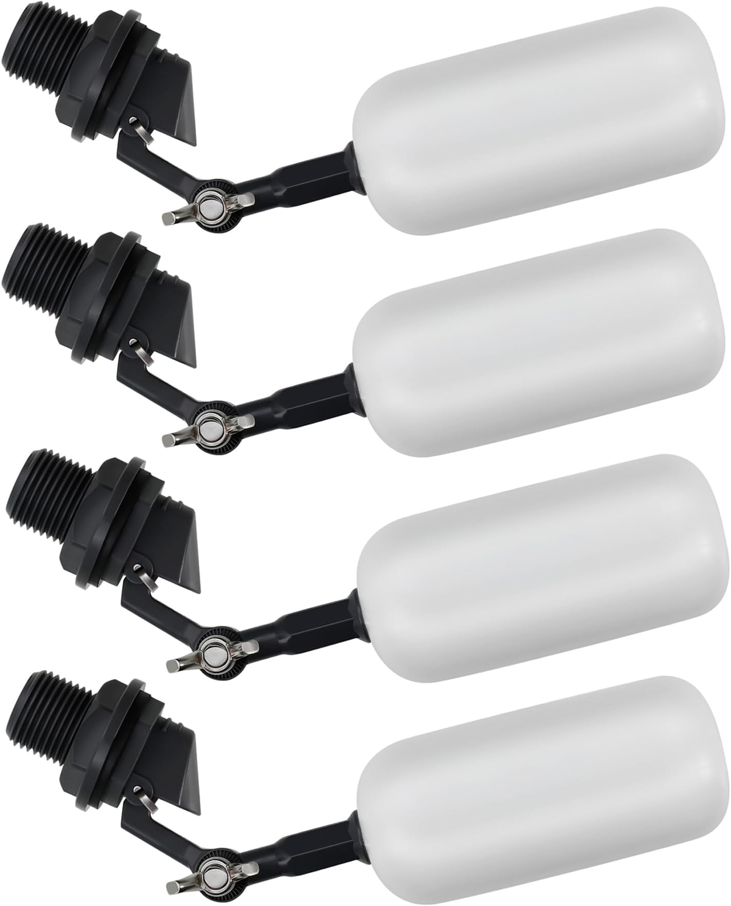 4 Pack Float Ball Valve, 3/4 inch(1/2 Inch NPT Thread), OD. 0.84 inch (21.34mm), Adjustable Arm for Livestock Water Trough, Aquariums, Hydroponics - Automatic Fill and Control Water Level