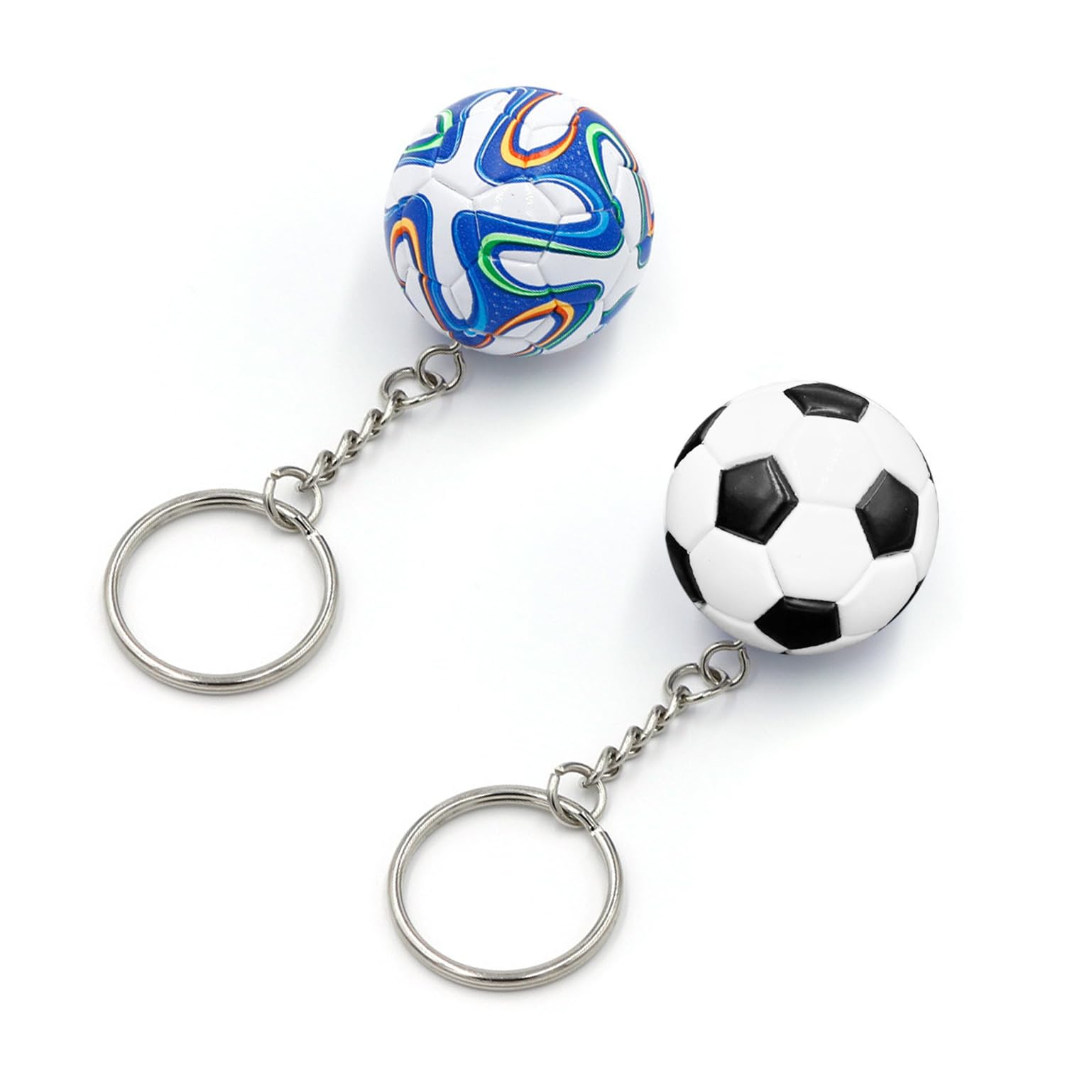Suuwwn Sleutelhanger voetbal, voetbal sleutelhanger jongens voetbal hanger sleutelhanger kinderen voetbal cadeautje verjaardagscadeau voor kinderen volwassenen auto sleutelhanger, zilver, Eén maat