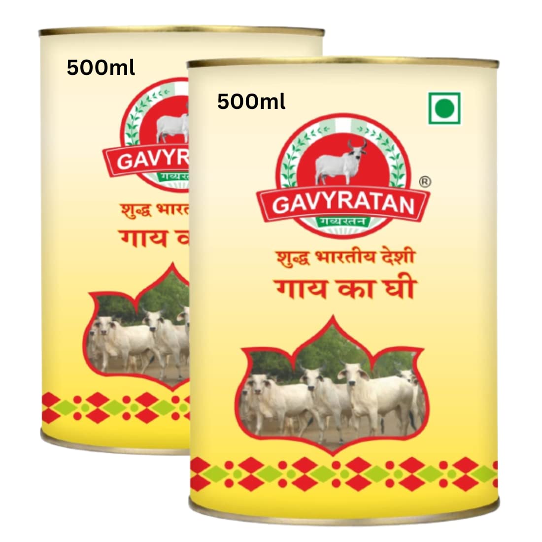 Gavyratan Pure And Natural Cow Ghee - Desi Ghee Tin With Rich Aroma (500Ml, Pack Of 2) (B0BTTB222B) Amazon Price History, Amazon Price Tracker