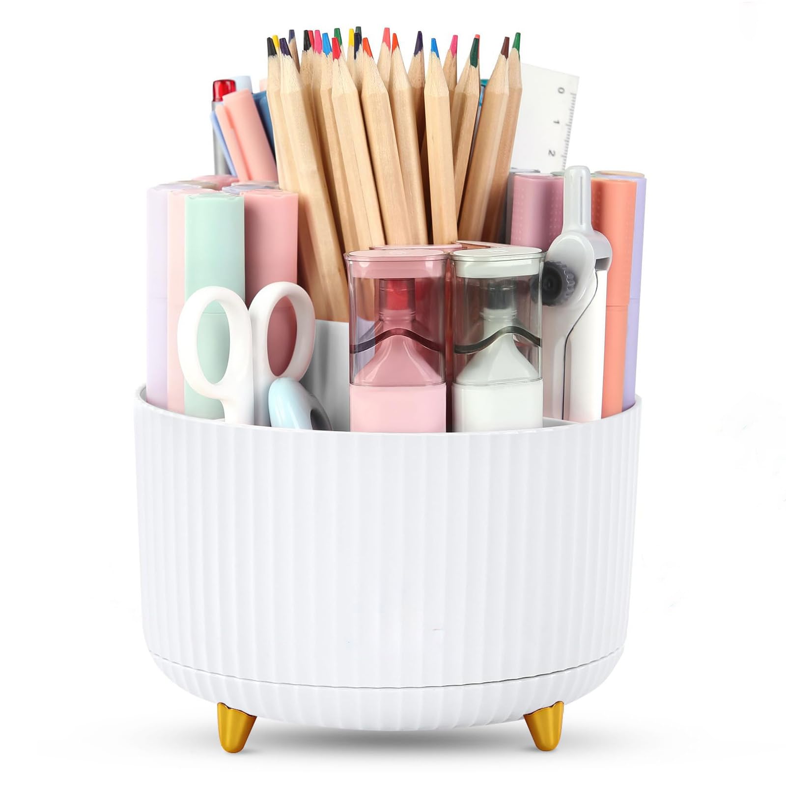 Desk Organisers Pen Holder 360° Rotating Makeup Organiser Stationary White