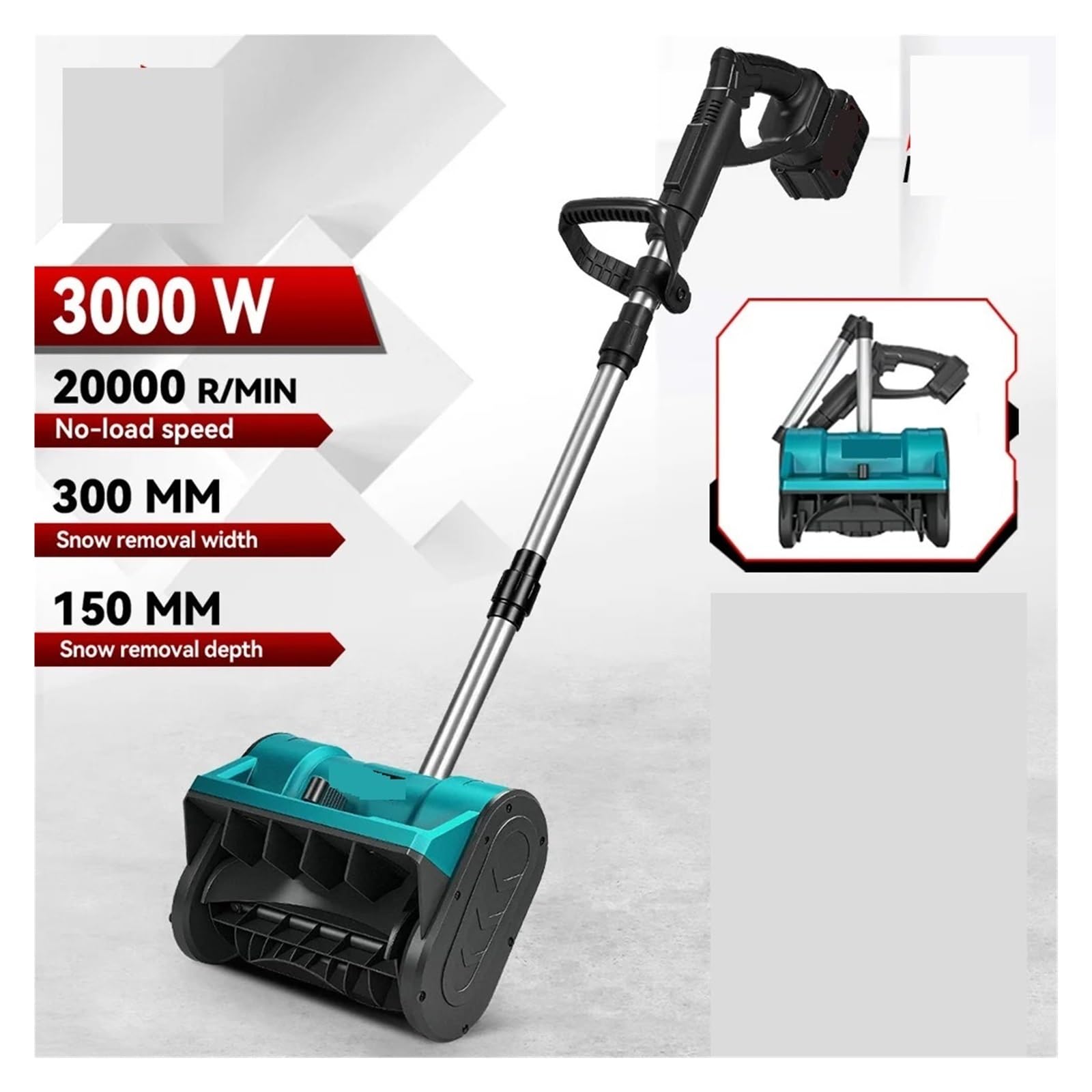 Elektryczna Odśnieżarka 20000 Obr./min. Bezszczotkowa Elektryczna Pług Do Śniegu, Bezprzewodowa Łopata, Zamiatarka Courtyard Street, Akumulator 18 V Pin Wydajne Odśnieżanie(2 Battery Set)