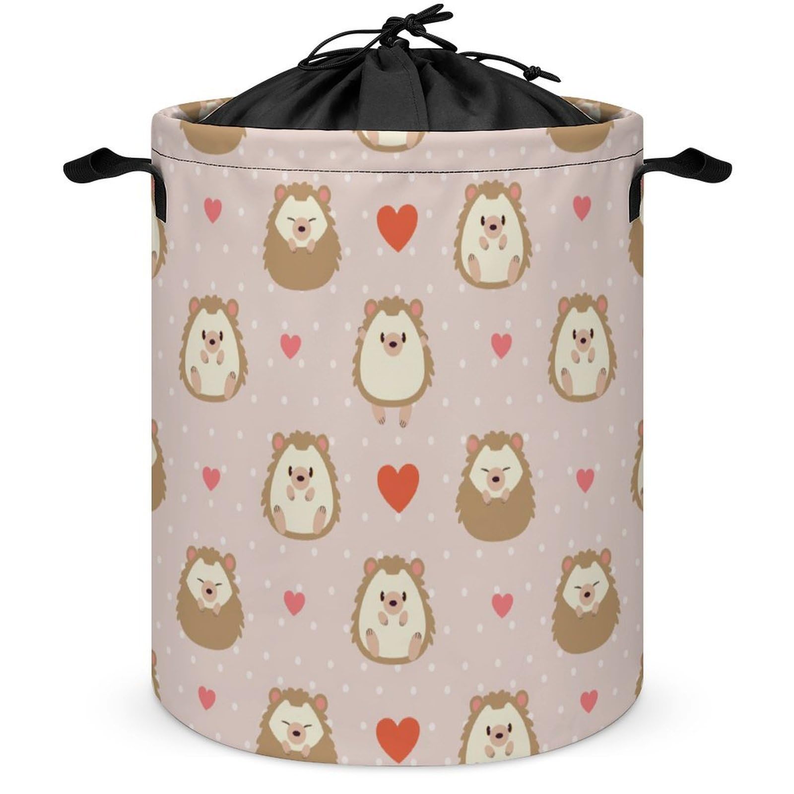 Qjjinxior Drawstring Laundry Hamper, Cute Cartoon Hedgehog Laundry Basket, Washing Basket with Handle