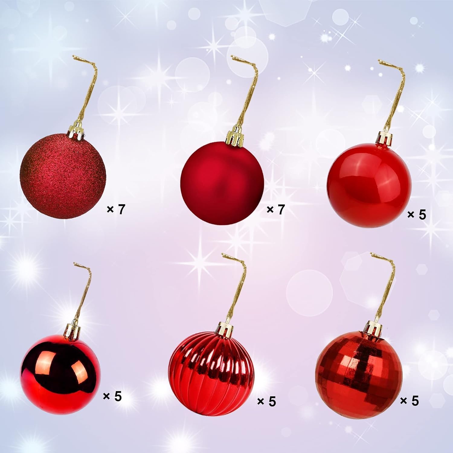 Weihnachtskugeln 36 Stück Weihnachtskugel-Ornamente, Weihnachtsbaumschmuck, Hängende Weihnachtskugeln Für Urlaub, Party, Weihnachten Dekoration(Rood)