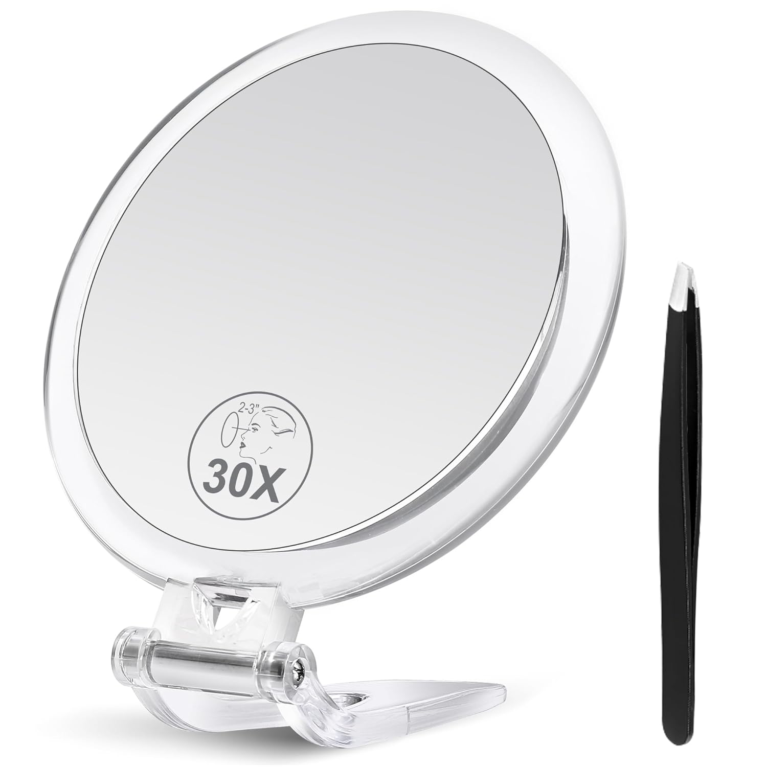 B Beauty Planet 30X Magnifying Mirror with Stand and Tweezers, Handheld 30X/1X Makeup Mirror for Traveling and Eyebrow Plucking B Beauty Planet 30X Magnifying Mirror with Stand and Tweezers, Handheld 30X/1X Makeup Mirror for Traveling and Eyebrow Plucking