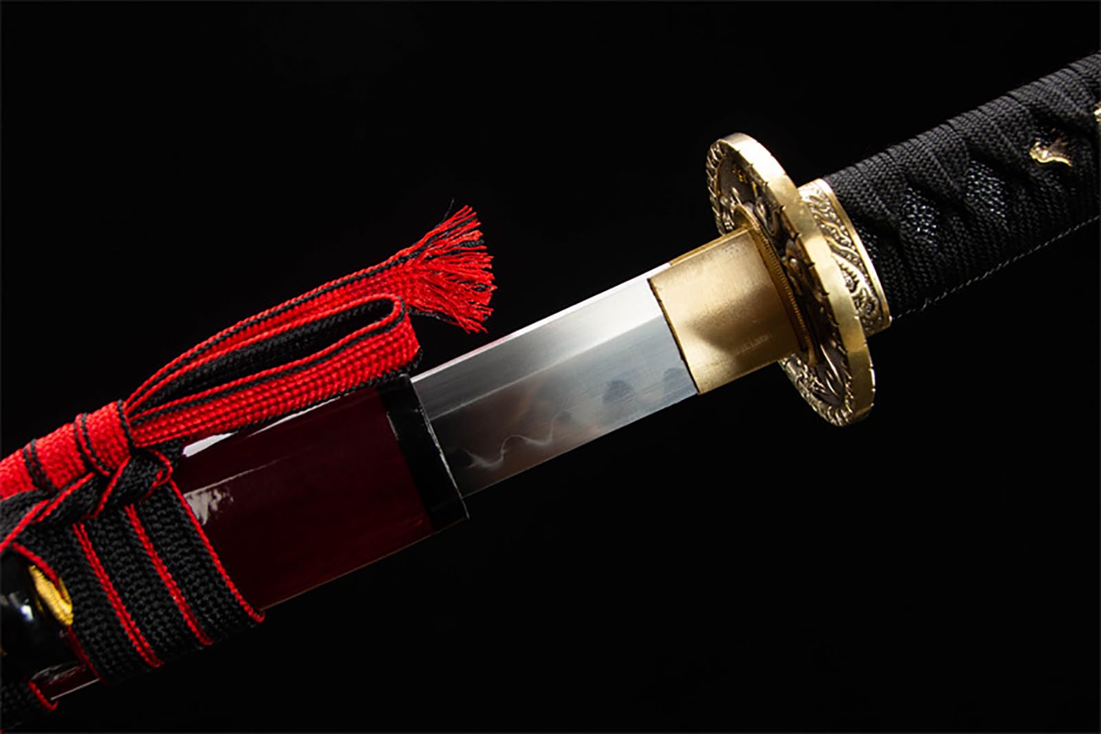 Japanisches Katana mit Scheide,T10 Stahl Samurai-Schwert,Echtes Handarbeit Metallschwert,für Cosplay,Training Sammeln & als Geschenk 103cm