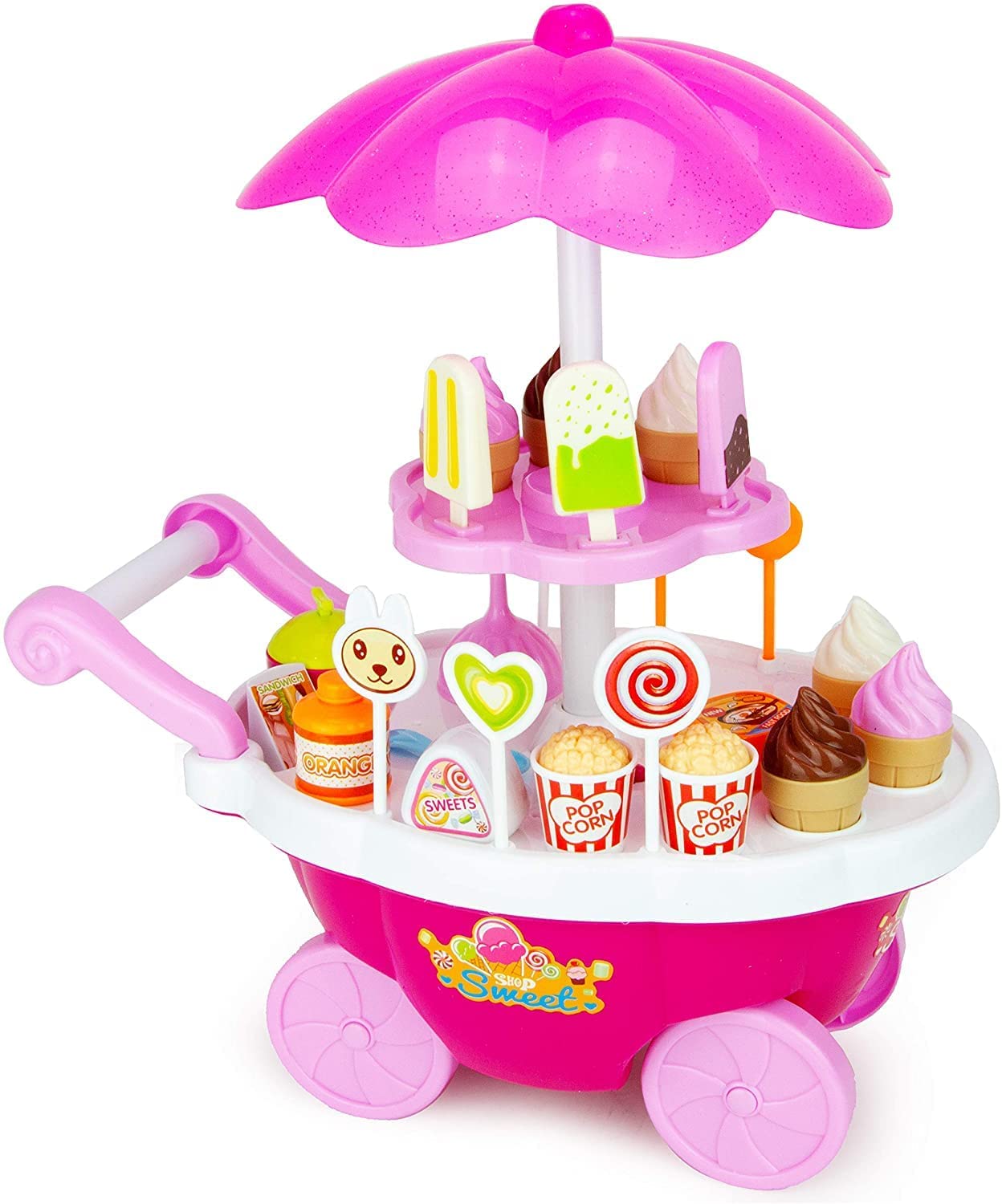 LONGMIRE Sweet Shopping Ice Cream Trolley Without LED Lights and Music Plastic Kitchen Set for Girls (Multicolor) -39 Piece (B0927BHVKJ) Amazon Price History, Amazon Price Tracker